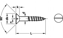 Hafele - Шуруп дерев. плоский латун. яскрав.3,5x35мм - 011.00.565