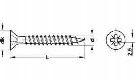 Hafele - Шуруп "Hospa" 4,5х25 мм,потай,оцинк.,з отв.д/загл. - 015.01.935