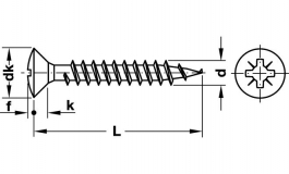 Hafele - Шуруп 3,5х25 мм  (напівпотай.цинк) "Hospa" - 015.51.677