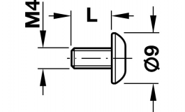 Hafele - Кінцевий гвинт М4х10 мм (нікель) - 020.92.720