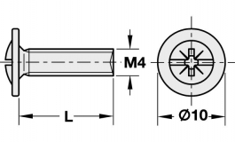 Hafele - Гвинт М4х15 мм, тарілчаста головка, ст., нікеліров - 022.44.157