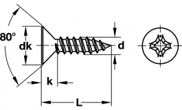 Hafele - Шуруп сталевий оцинкований 3,5x16мм DIN7982 - 028.01.064