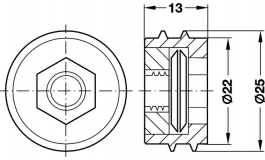 Hafele - Муфта для вкручування M8/22x13мм, SW12, цинк - 030.11.008