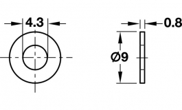 Hafele - Шайба 4,3х9,0х0,8 мм, пластмаса - 037.01.022