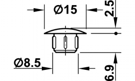 Hafele - Заглушка отвору 8,5/15 мм, пластм, темн. корич. - 045.00.127