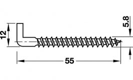 Hafele - Різьбовий гачок прямий 55мм - 057.02.912