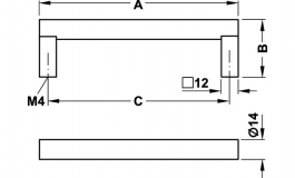 Hafele - Ручка-релінг D 14мм,460х40мм, нерж. сталь мат. - 100.44.009