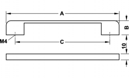 Hafele - Ручка меблева нержавіюча сталь матова 158x24 мм - 100.45.082