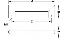 Hafele - Ручка-скоба 150х43х13 мм, нерж.сталь, крацов. - 100.50.001