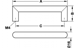 Hafele - Ручка меблева 16/304х40мм нержавіюча сталь матова - 100.53.007