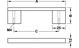 Hafele - Ручка нержавіюча сталь матова 185x35 мм - 100.66.003