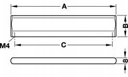 Hafele - Ручка-брусок 170х28мм,алюм.,хром. полірований - 100.78.204