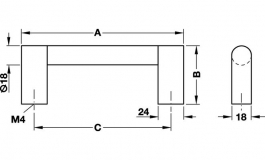 Hafele - Ручка меблева алюміній колір: срібний 18/312х55мм - 100.86.905