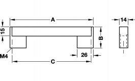 Hafele - Ручка-планка 136х35мм, алюм.,сріб.анод./хром.полір - 100.88.921