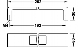 Hafele - Меблева ручка з логотипом Hafele, нержавіюча сталь 202x30мм - 101.13.074