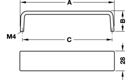 Hafele - Ручка-скоба прямокутна 168х30 мм, цамак,алюміній - 101.13.907