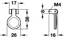 Hafele - Ручка 25х38х16 мм, цамак, шкіряна встав., хром.пол - 101.18.120