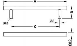 Hafele - Ручка-релінг D10/136x35 мм, нержавіюча сталь, матова - 101.20.029