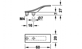 Hafele - Ручка меблева цинк колір алюмыіній 60x27 мм - 102.02.900