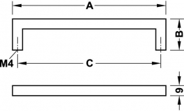 Hafele - Ручка меблева 233x28мм, цинк хромований матовий - 102.12.405