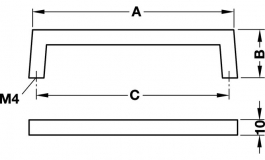 Hafele - Ручка цинк хром.мат.202x32мм - 102.12.414