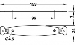 Hafele - Платформа для ручки 153х24 мм (102.55.101), латунь, антик. - 102.55.152