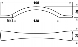 Hafele - Ручка, нержавіюча  сталь 197х30 мм - 105.74.002
