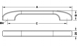 Hafele - Ручка меблева хромована матова/нержавіюча сталь 264х32 мм - 106.18.405
