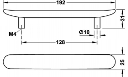 Hafele - Ручка меблева хром. поліров./ пластик чорний 192x31 мм - 106.66.232