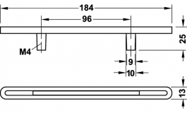 Hafele - Ручка хромована, колір білий 184x24 мм - 107.93.271