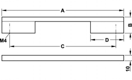 Hafele - Ручка прямокутна 220х29х10 мм, колір. сріб. мат. - 108.94.902