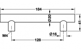 Hafele - Ручка скло матов.184х41 мм, нерж. сталь, стійки - 109.46.502