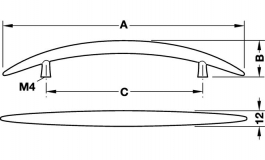 Hafele - Ручка, цинк,хром.,полір. 206x30мм - 109.55.202