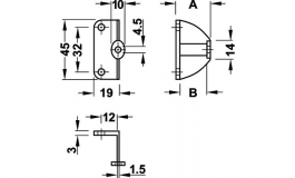 Hafele - Адаптер 45х19 мм, д/ручки, товщ.дв.20 мм, цв.алюм. - 109.94.901