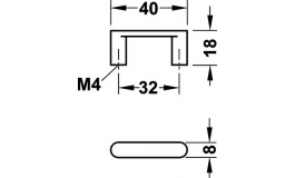 Hafele - Ручка меблева цинк хром. мат.40x18мм - 110.08.450