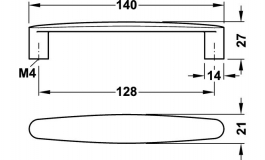 Hafele - Ручка меблева, цинк нікельований матовий 140x27мм - 110.08.600