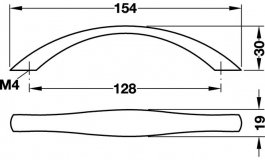 Hafele - Ручка меблева, цинк хромований матовий 154x30 мм - 110.09.400