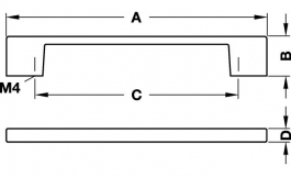 Hafele - Ручка планка 163х25х9 мм, цамак, колір алюмінію - 110.29.901