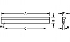 Hafele - Ручка меблева, алюміній, колір сріблястий 120x19мм - 110.46.962