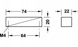 Hafele - Ручка меблева цинк колір хромований матовий 74x20 мм - 111.36.410