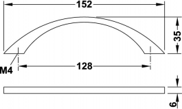 Hafele - Ручка меблева 152x35 мм, нержавіюча сталь матова - 112.04.052