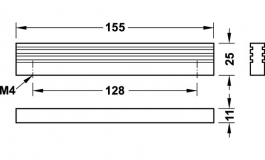 Hafele - Ручка меблева пластик колір: сріблястий 155x25 мм - 114.17.902