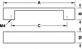 Hafele - Ручка пластикова, колір:алюміній 164х27х128  мм - 114.87.902