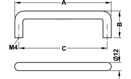 Hafele - Ручка-скоба D12х460х40 мм, нерж.сталь, матова - 115.51.670