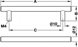 Hafele - Ручка меблева, сталь колір: чорний 168x35 мм - 115.71.332