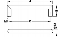 Hafele - Ручка нержавіюч.,сталь,мат. 12/460x35мм - 115.78.012