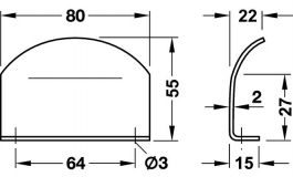 Hafele - Ручка 80х53 мм, нерж. сталь матова, крацована - 115.89.001