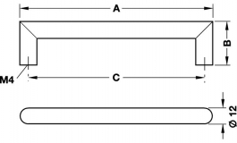 Hafele - Ручка-скоба D12/172х36 мм, нержав. сталь, матова - 115.93.004