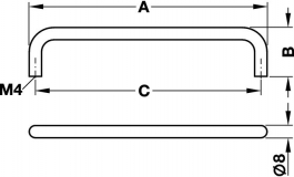 Hafele - Ручка, сталева, хромована, матова 8/72x35 мм - 116.07.414