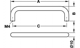 Hafele - Ручка сталева хромована матова 10/202x35мм - 116.09.065
